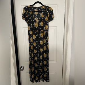 Black sunflower floral print dress